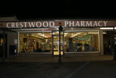 Independent pharmacy storefront is shown